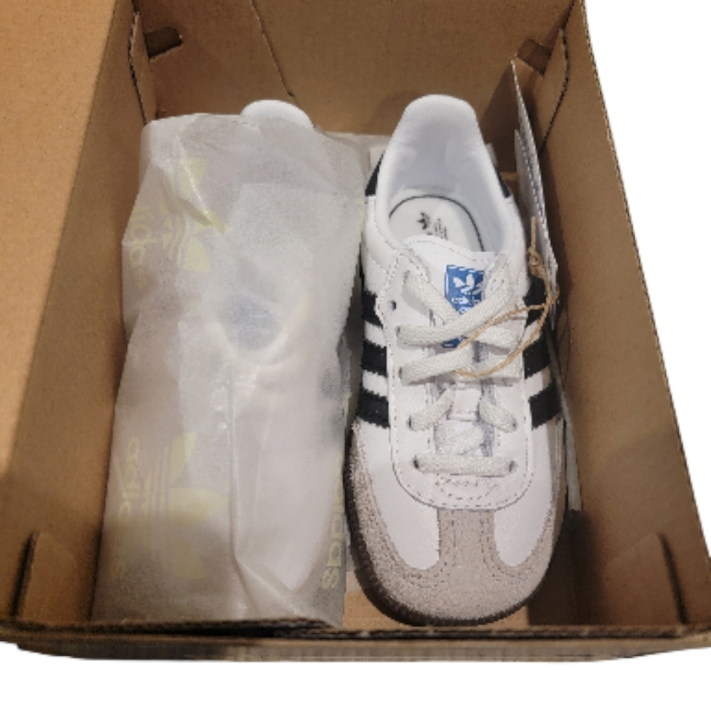 NEW Adidas Samba OG EL I Cloud White/Core Black/Gum TODDLER Sneakers 6.5K US - Picture 2 of 6